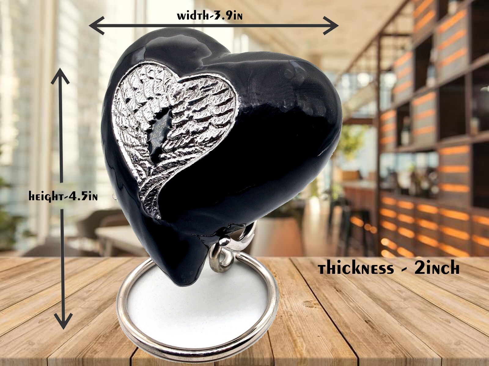 Heart Cremation Urn for Human Ashes Adult | Funeral Decorative Angel Wings