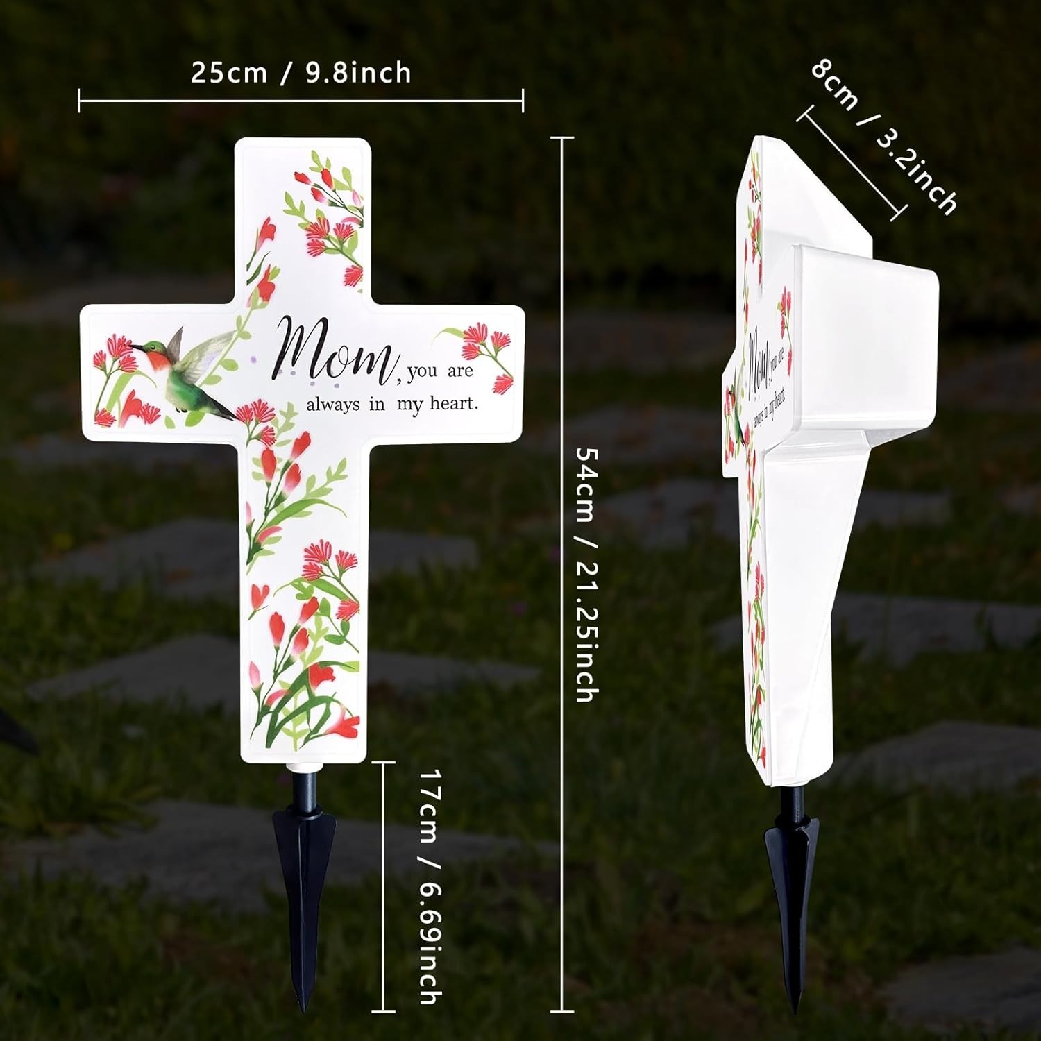 Solar Cross Light Cemetery Mom Cross Grave LED Light Outdoor Garden Memorial …