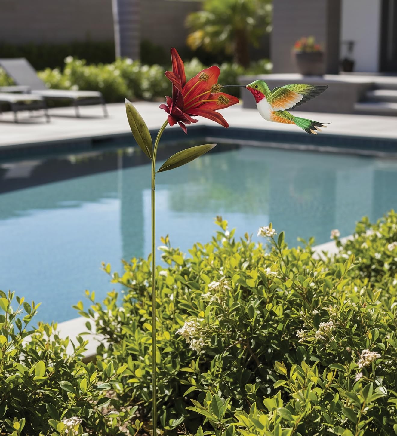 Hummingbird Garden Stake Handcrafted Metal Sculpture for Outdoor Décor