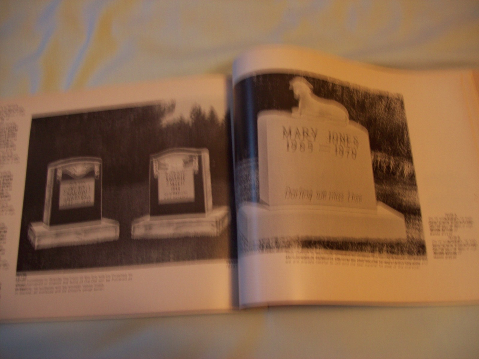VTG Beautiful Memorials Marble & Granite Catalog Gravestones/Mortuary/Funeral