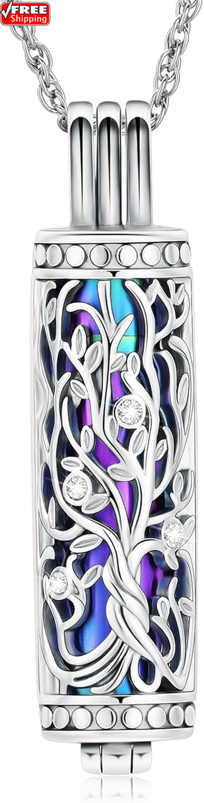 Cylinder Cremation Jewelry Tree of Life Urn Ashes Necklace for Women Men Vial Cr