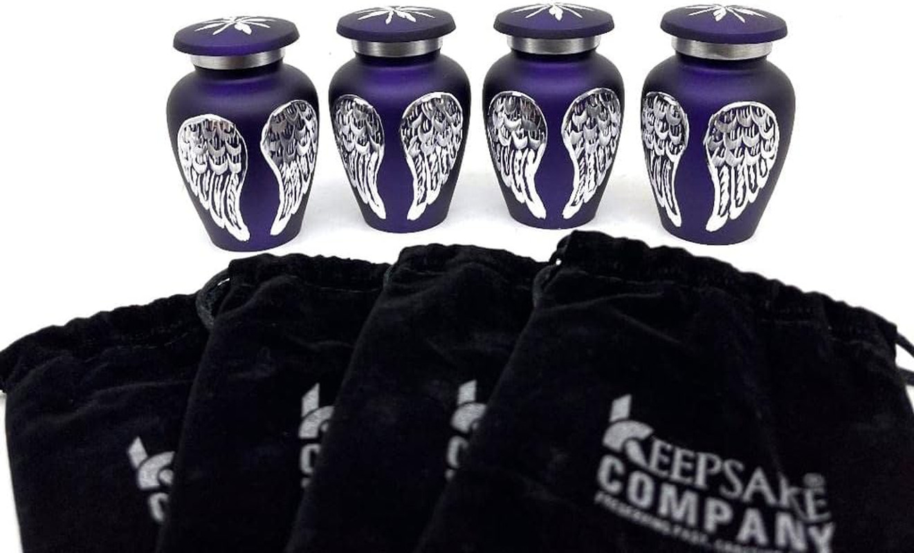 Purple Small Urns for Human Ashes – Angel Wings Mini Urns for Human Ashes – Crem