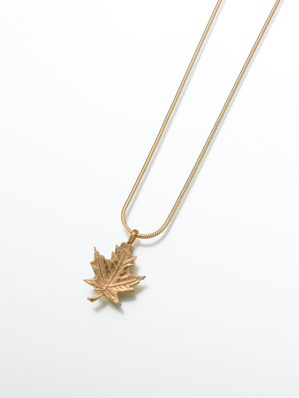 Gold Vermeil Maple Leaf Memorial Jewelry Pendant Funeral Cremation Urn