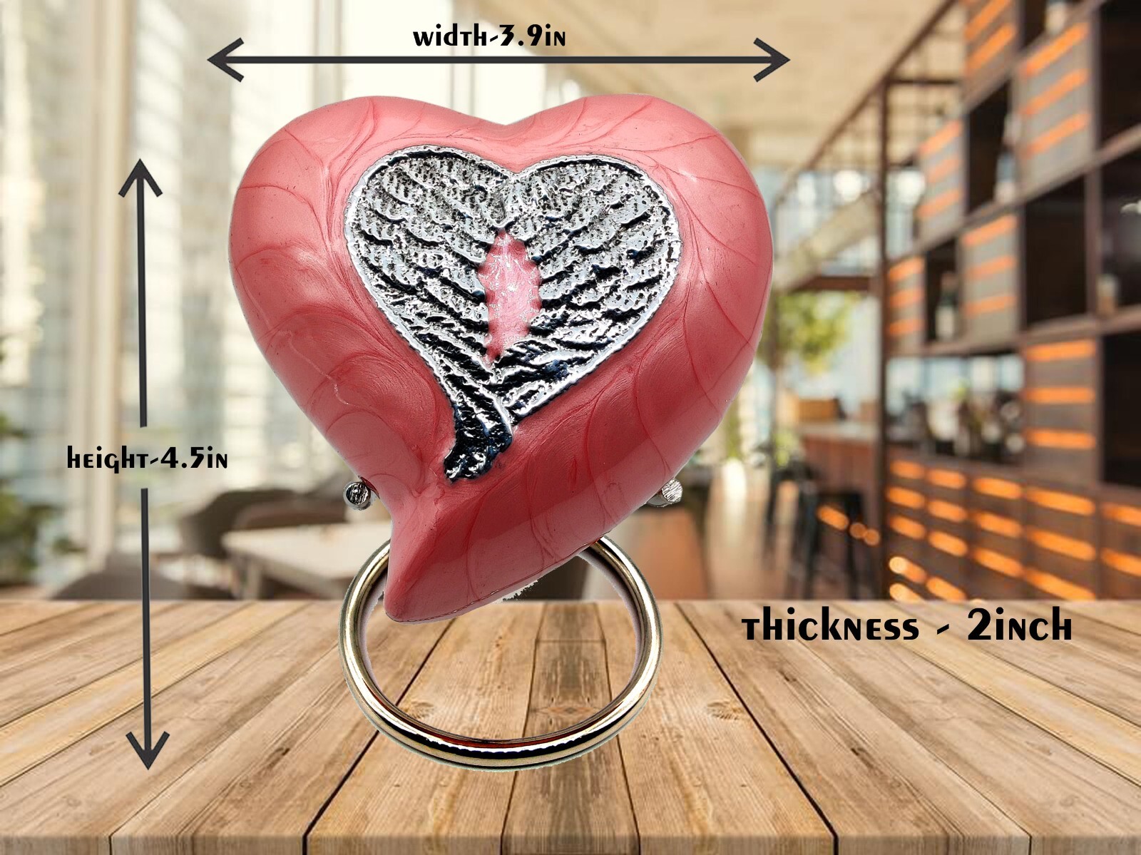 Heart Cremation PINK Urn for Human Ashes Adult | Funeral Decorative Angel Wings