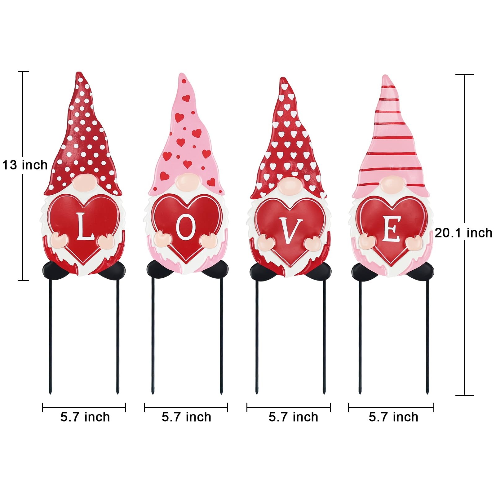Valentines Day Decorations Outdoor, 4 Pcs Metal Gnomes Decorative Garden Stak…