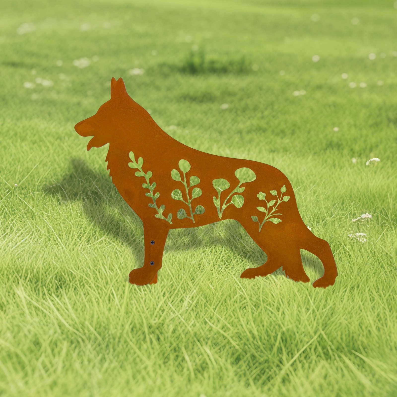 Dog Garden Stake Black Metal Outdoor Decor, Unique Gift for Dog Lovers