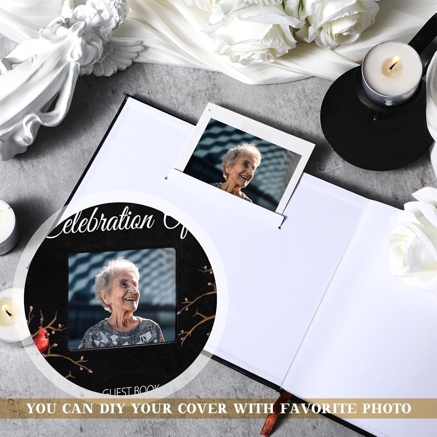 144-Page Cardinal Memorial Guest Book with Pen – Cherished Keepsake for Funerals