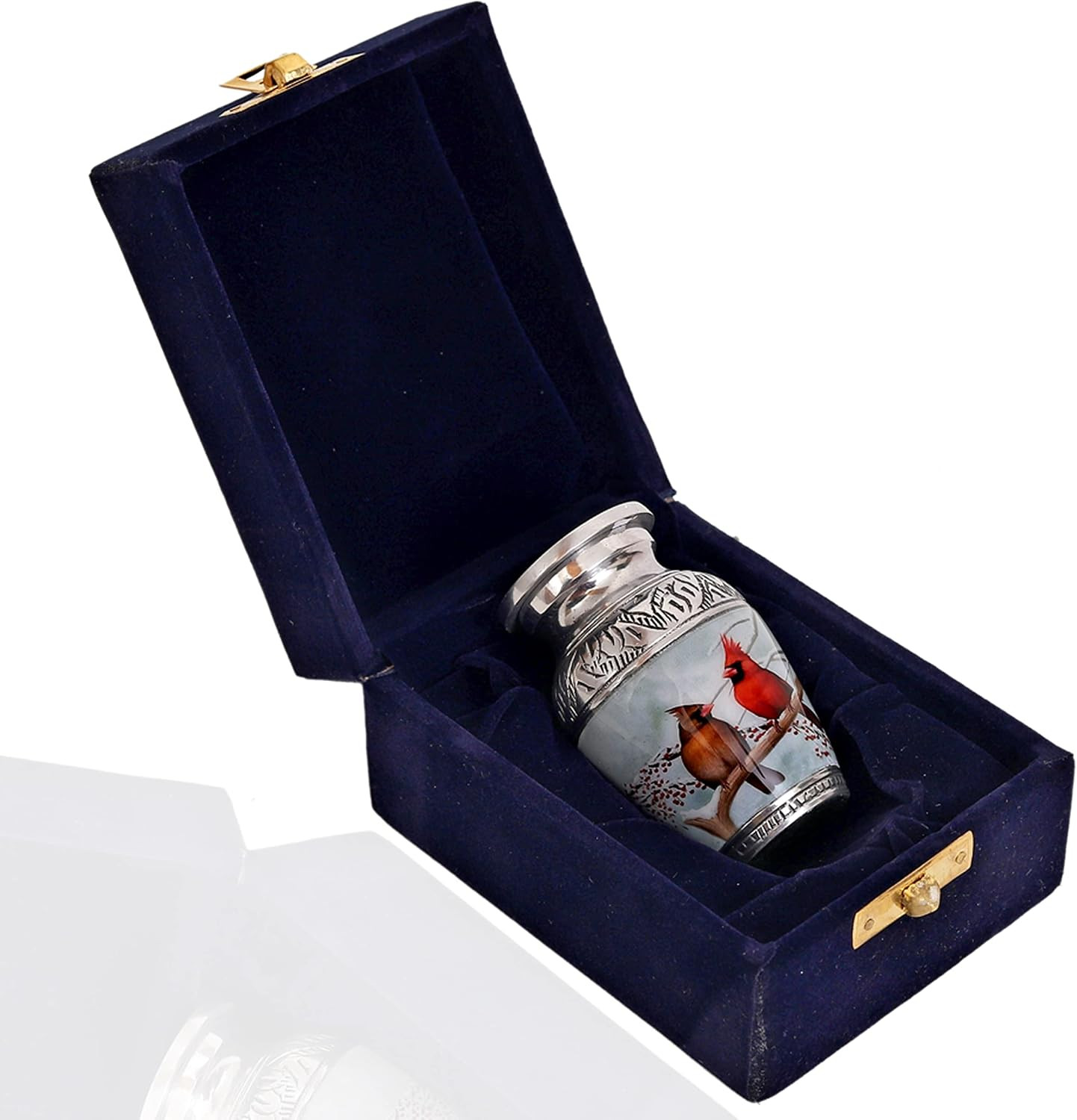 Cardinal Couple Bird Keepsake Urn – Engraved Mini Memorial Urn for Human Ashes w