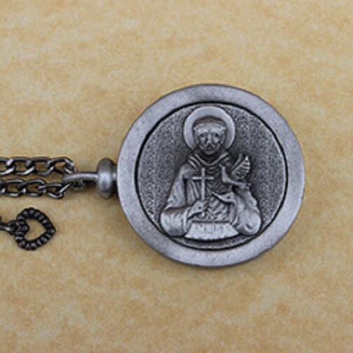 Pewter Keepsake Pet Memory Charm Cremation Urn with Chain – St Francis