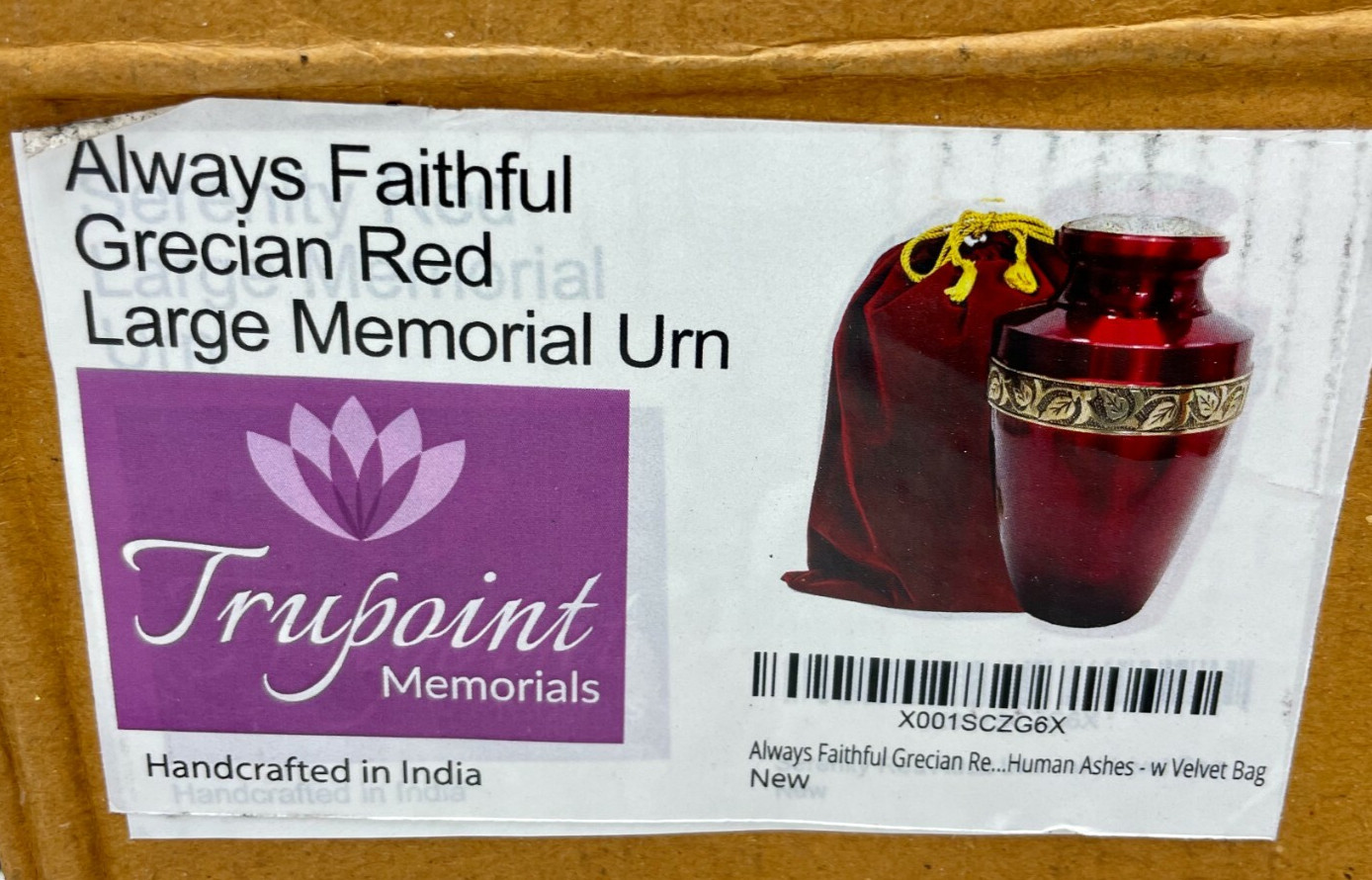 Trupoint Memorials Decorative Red LG Cremation Urn for adult Ashes (Human)