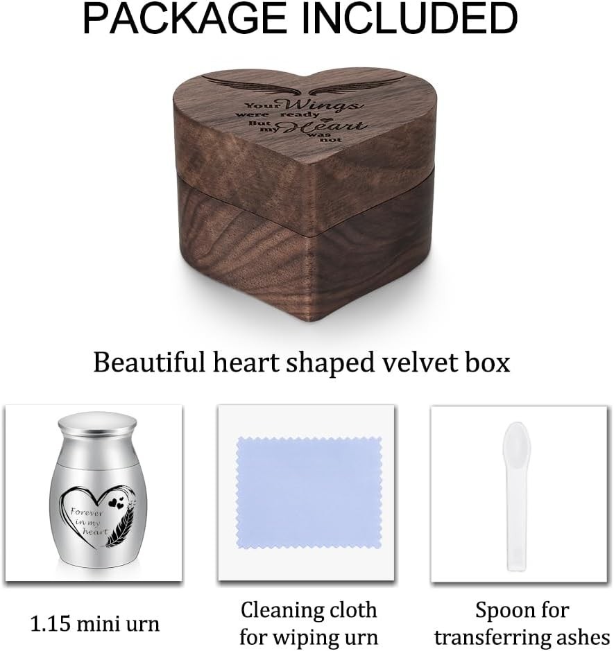 Heart-Shaped Mini Cremation Urn – ‘Forever in My Heart’ Stainless Steel Keepsake