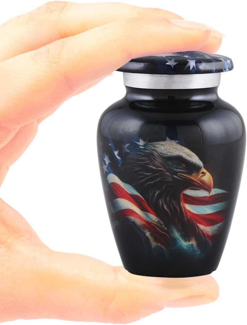 American Honor Keepsake Urn – American Flag & Eagle Mini Cremation Urns for Ashe