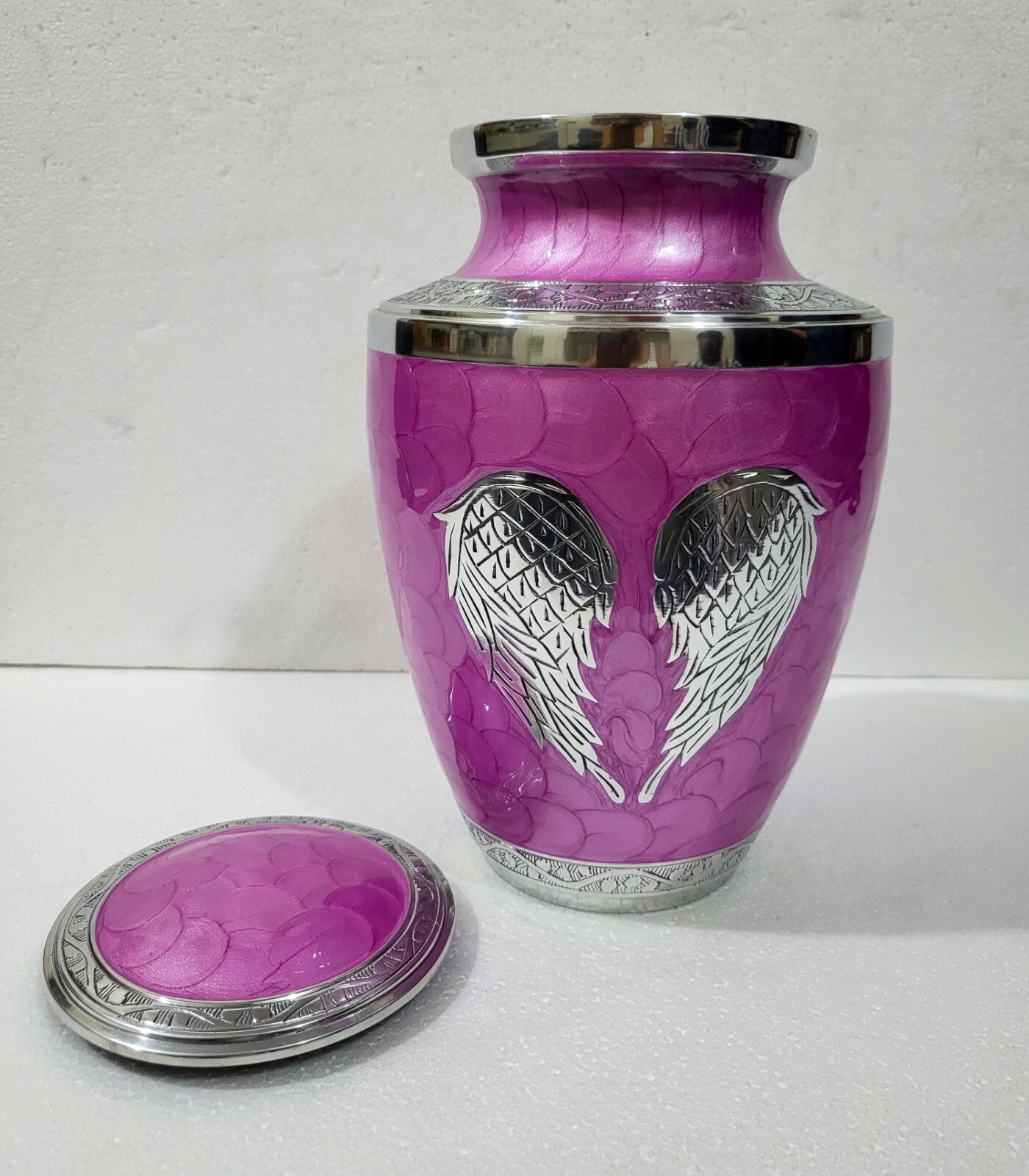 Angel Wings Urn Pink for Human Ashes Adult Cremation Urns with Velvet Bag 10″
