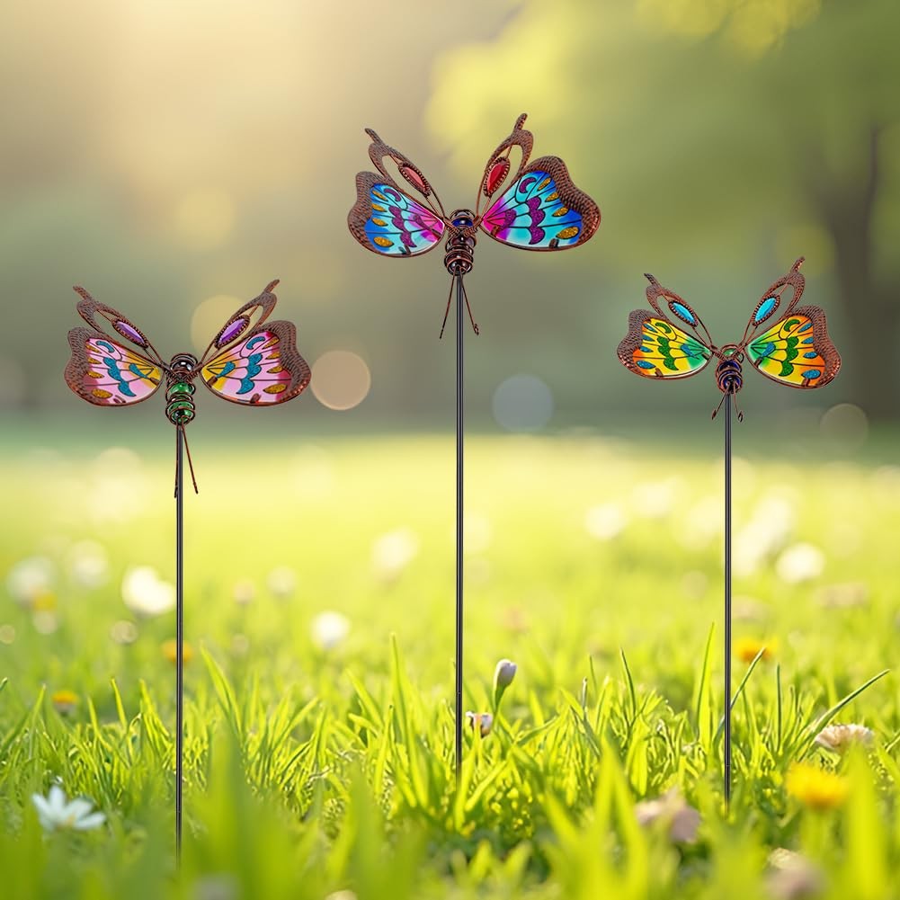 3 Pack Butterfly Decorative Garden Stakes,Butterflies Porch Decorations Outdo…