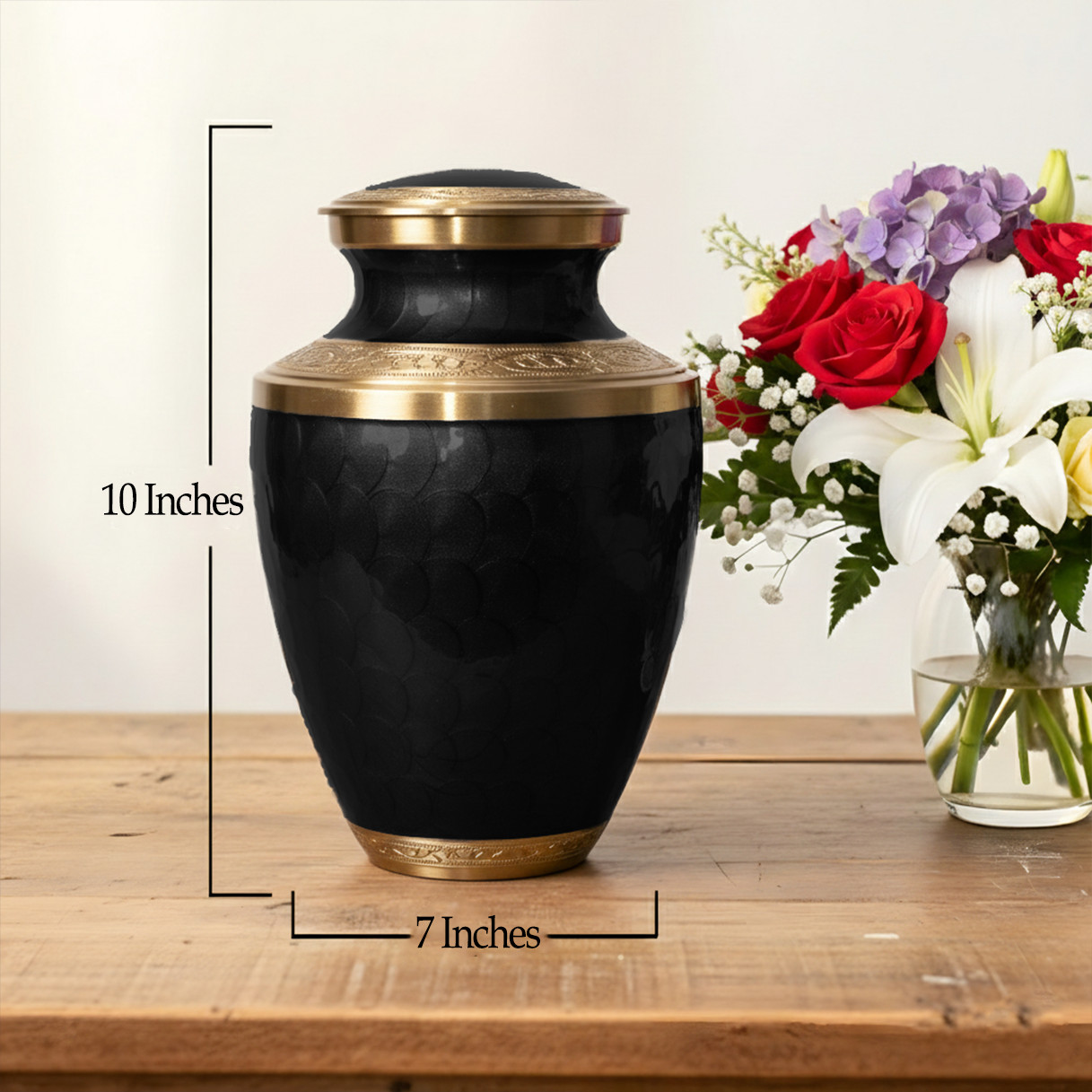 Large Solid Brass Cremation Urn for Human Ashes Handcrafted Funeral Memorial Urn