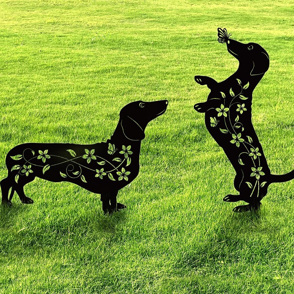 Dachshund Garden Decor Rust Proof Metal Stakes for Yard and Patio