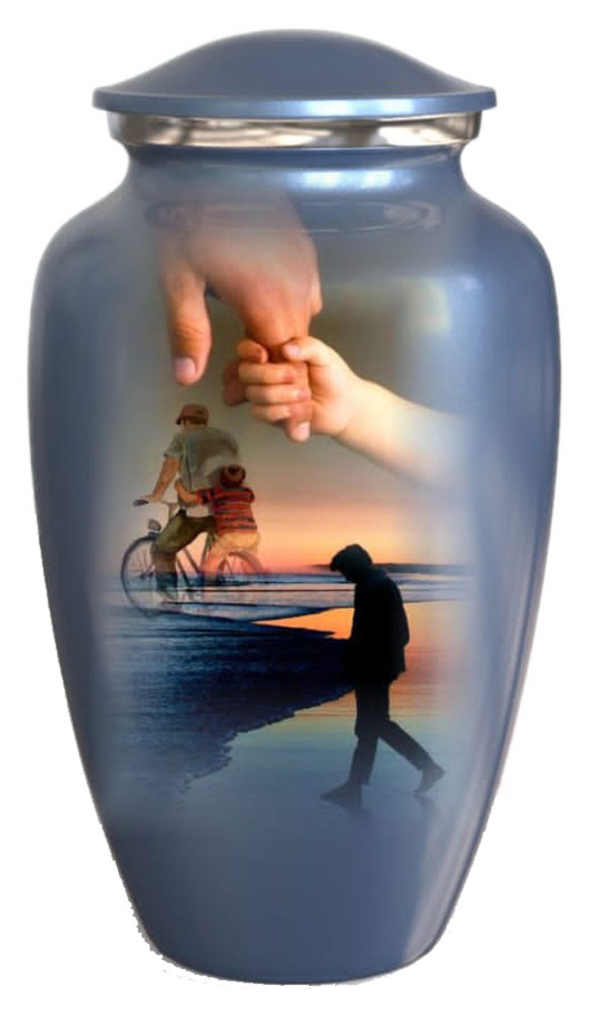 Cremation Father And Daughter Love Sitting On A Bench Urn – Funeral Urns for Adu