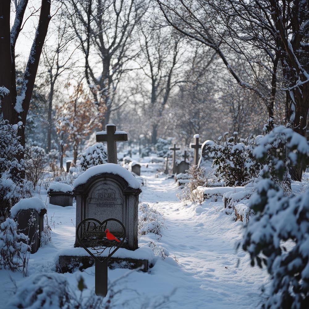 Grave Decorations for Cemetery, Heart Memorial Plaque Stake for Outdoors