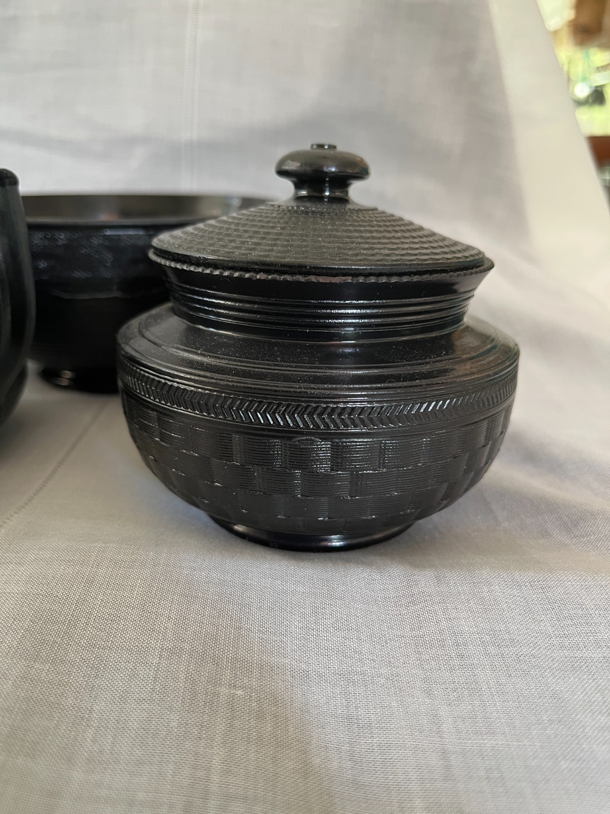antique ceramic Hackwood funeral black service parts