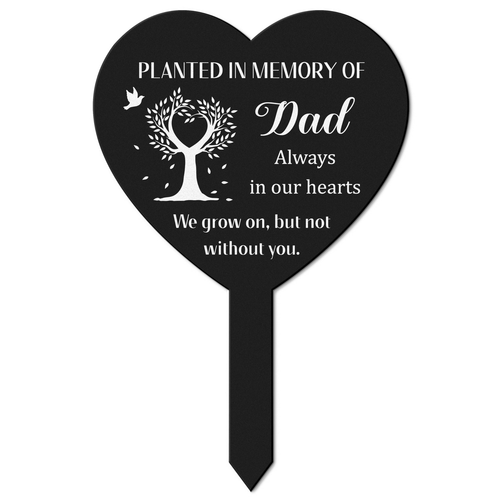 Metal Grave Markers for Dad | Heart Memorial Decorations & Sympathy Plaques