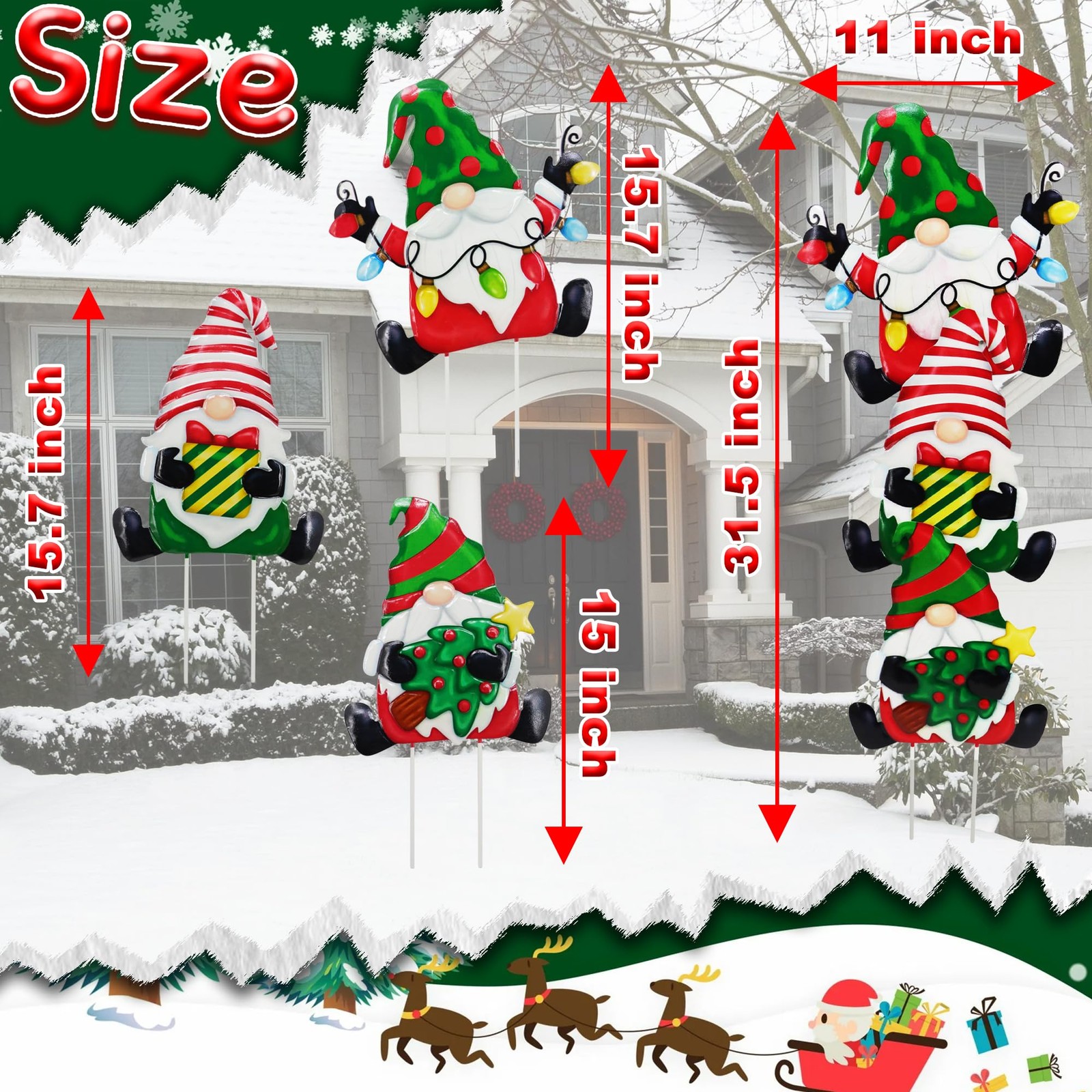 Metal Christmas Yard Signs 3 Pack Gnome Decor for Garden and Lawn