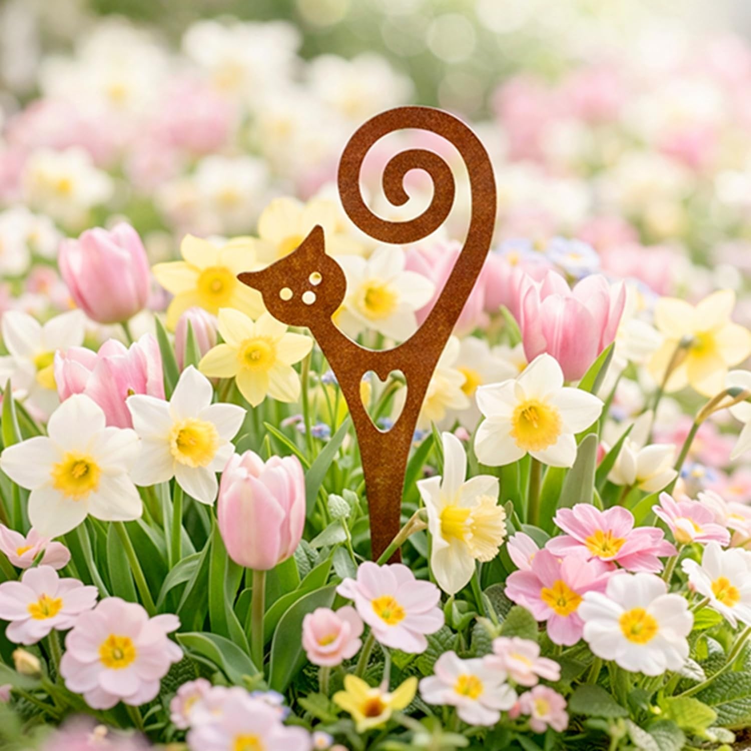 Cat Garden Stake Rust-Resistant -Coated Metal Plant Pick for Indoor & Outdoor…