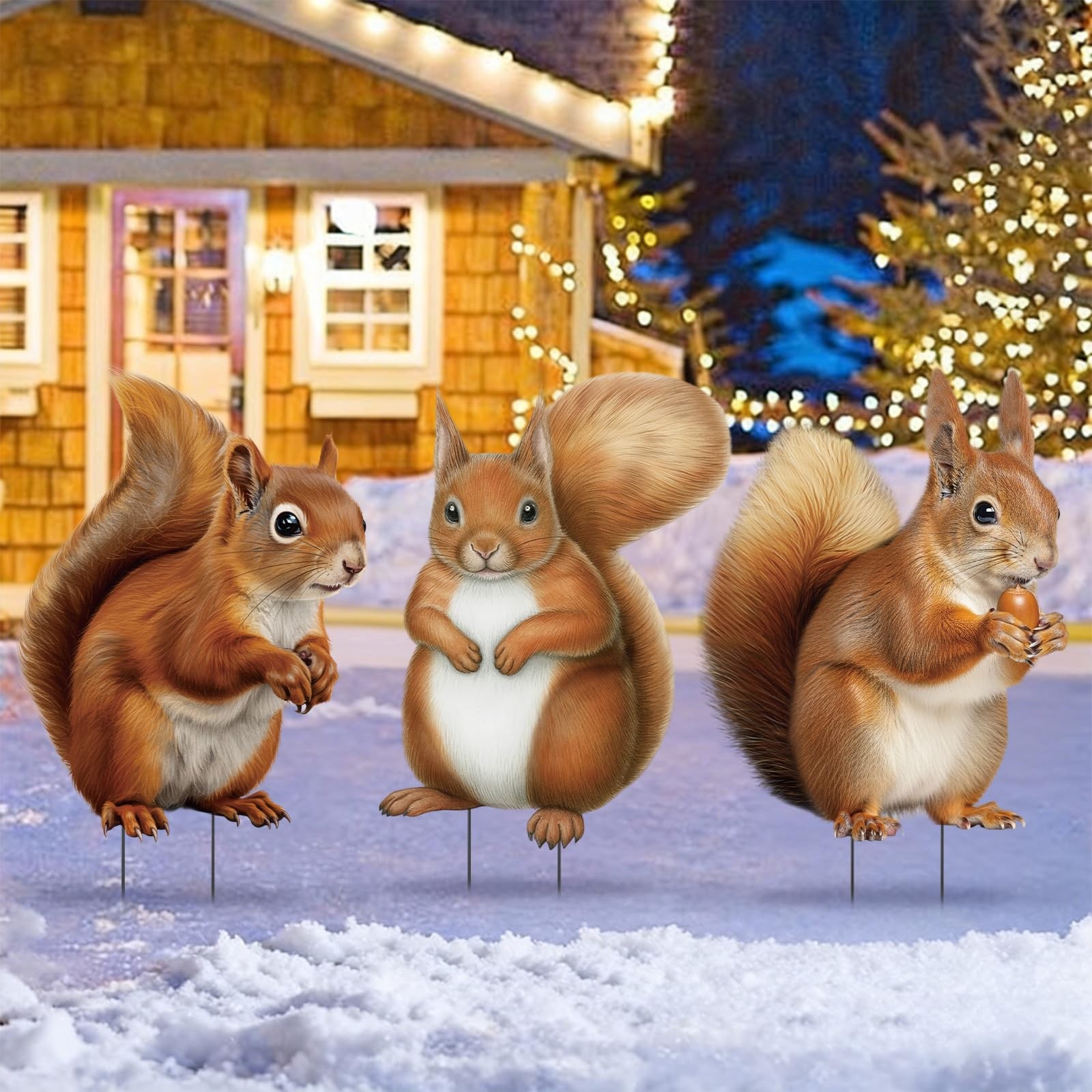 3 Pack Metal Squirrel Garden Stakes Spring Summer Outdoor Decorative Woodland…