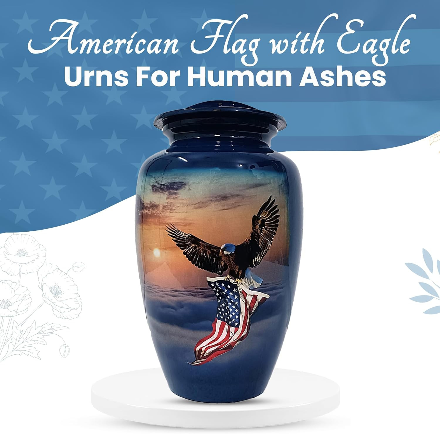 American Flag Eagle Cremation Urns for Human Ashes Adult Male Female Patriotic U
