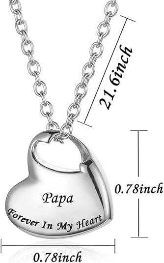 Cremation Urn Necklace for Ashes Urn Jewelry,Forever in My Heart Carved Stainles