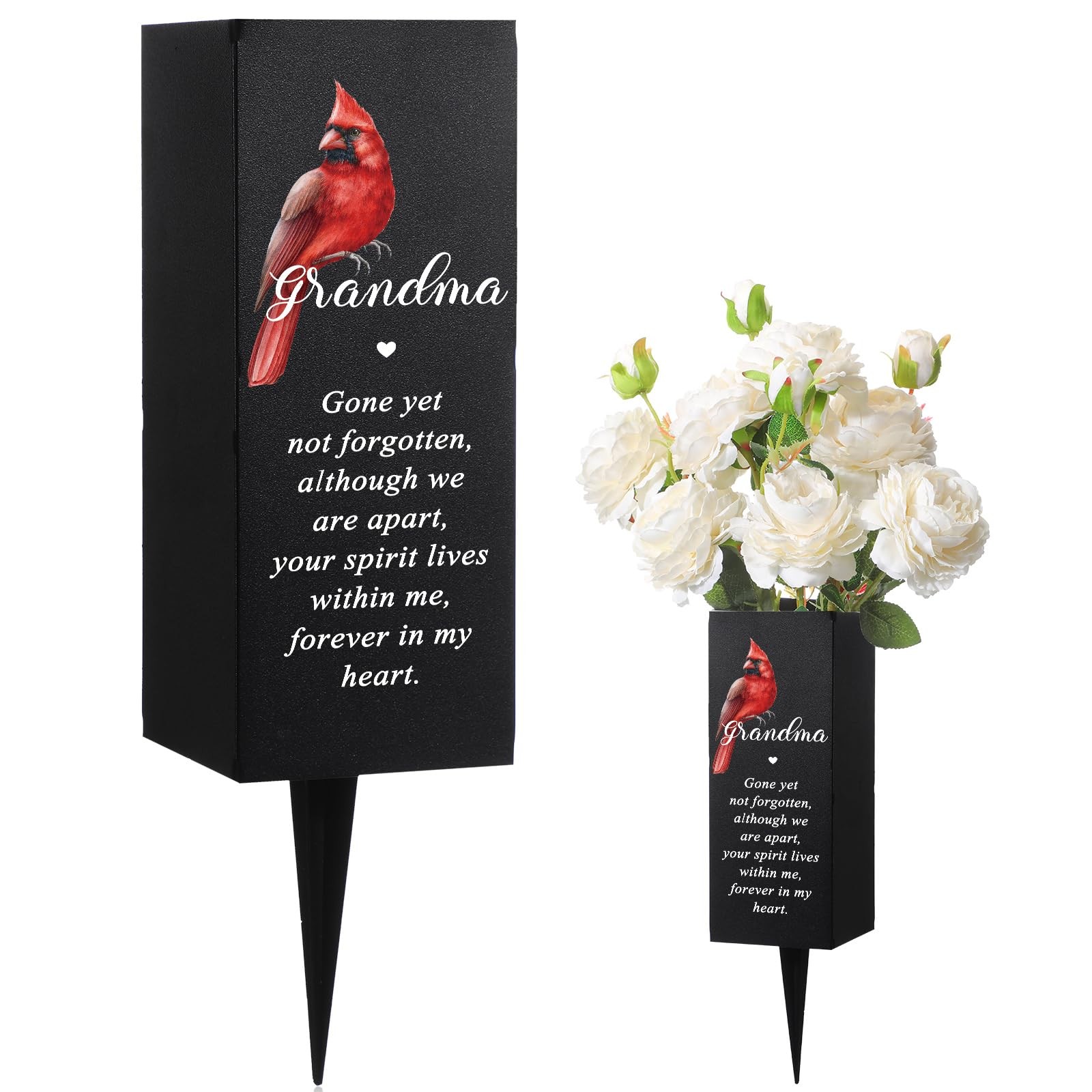 Memorial Grave Cemetery Cardinal Flower Vase Metal Holder W/ Spike for Grandma