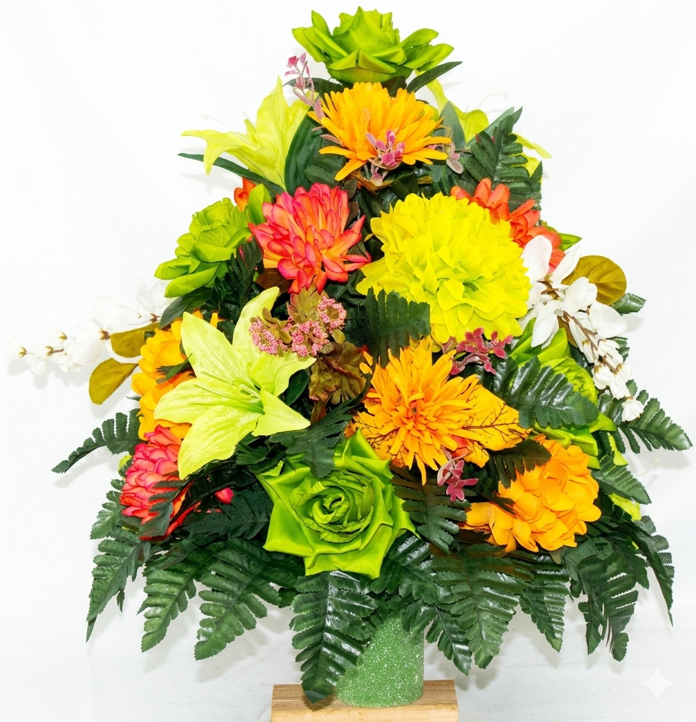 XL Handmade Fall Mixture-360 Degree-Cemetery Flower Arrangement – Artificial