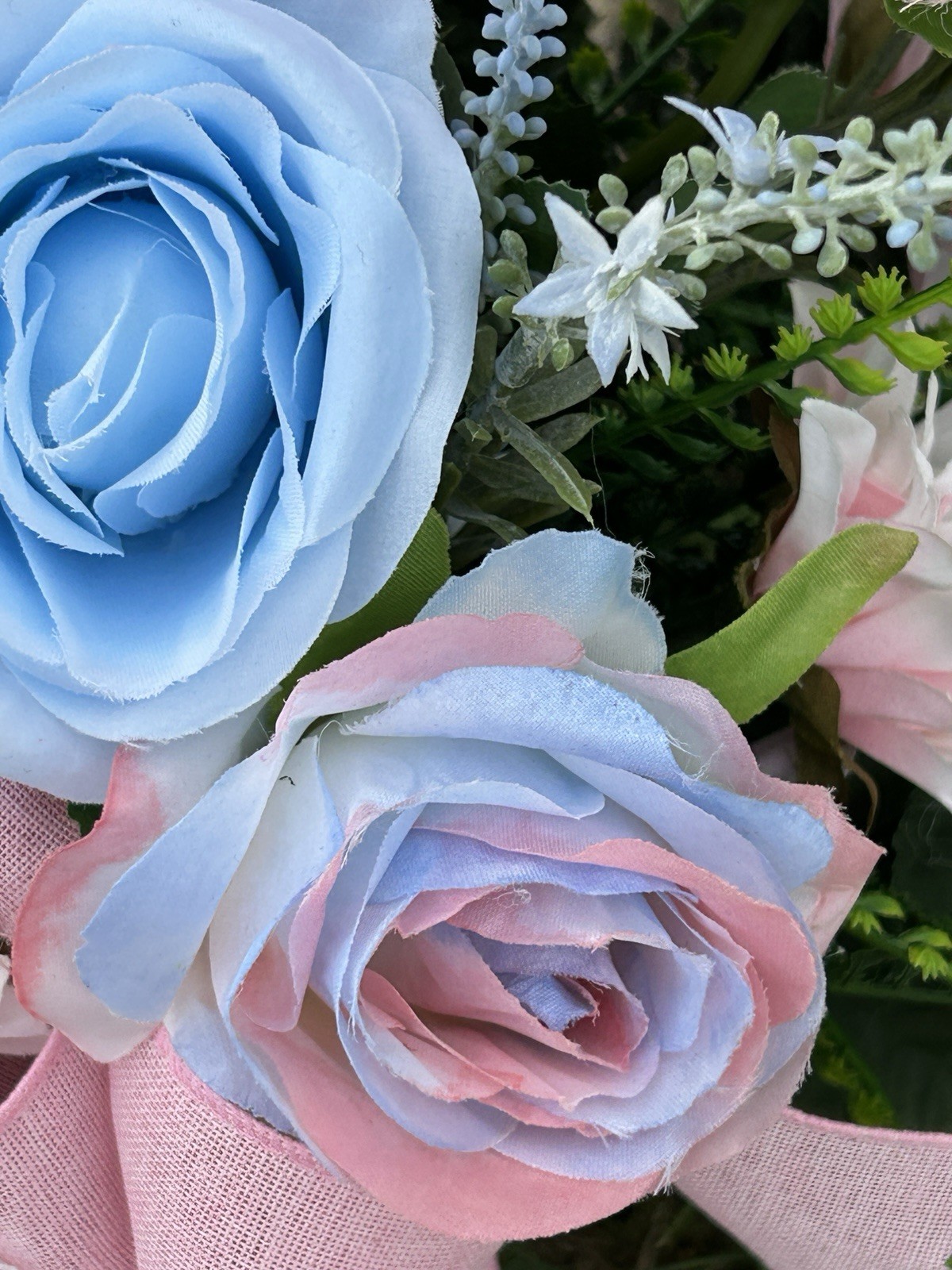 Pink And Blue Grave Cone-Memorial Cemetery Vase Arrangement – Boy Or Girl Vase