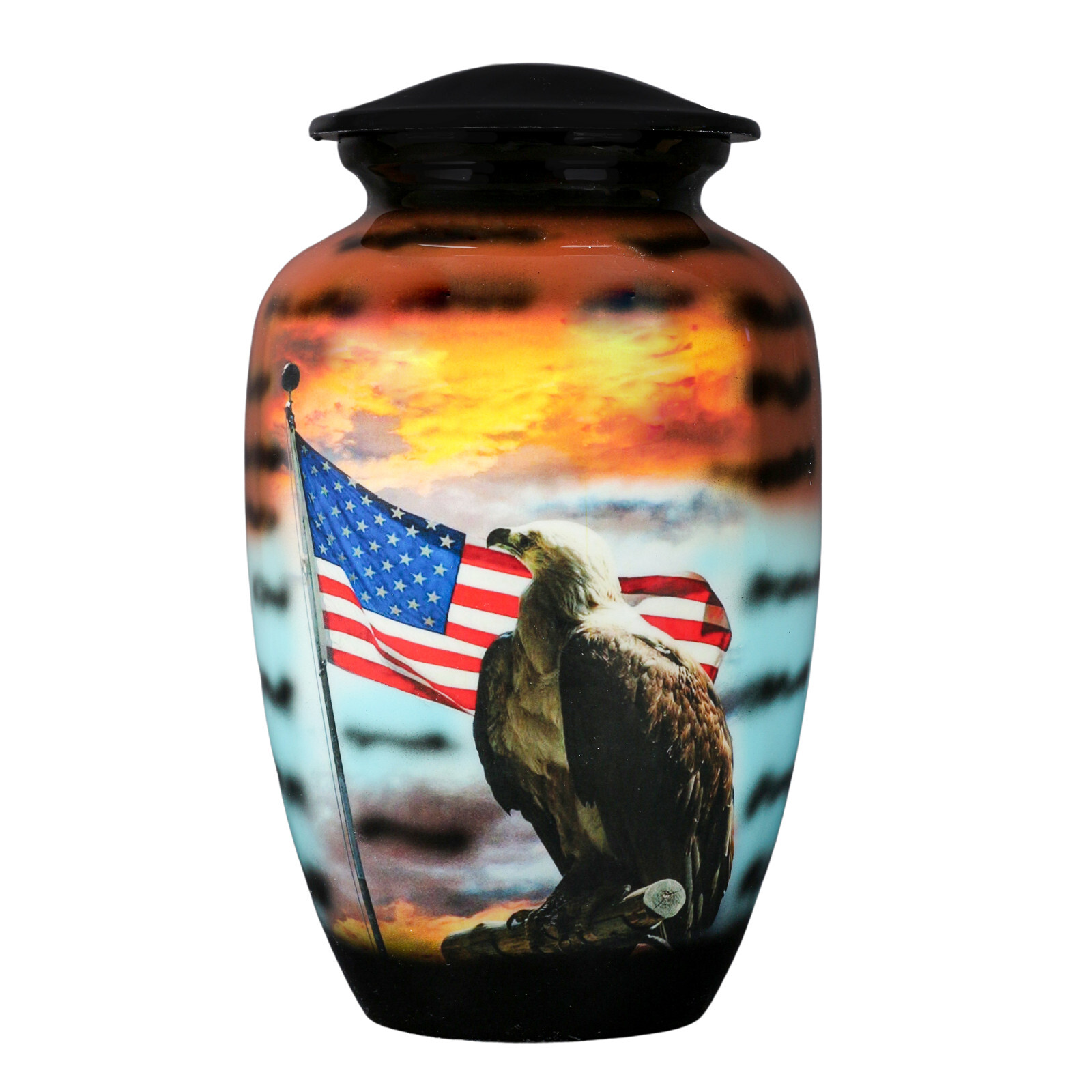 USA Flag Urns for Human Ashes Handcrafted Cremation Metal Urns for Human Remains