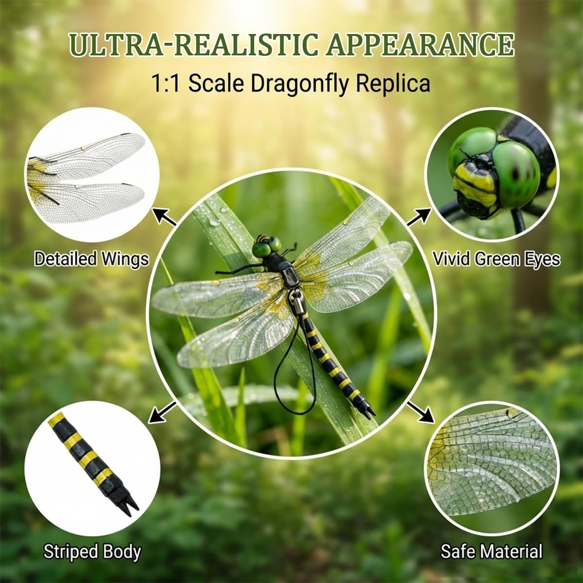 4 Pack Fake Dragonfly Clips, Realistic 3D Dragonfly Clip Ornaments, Durable P…