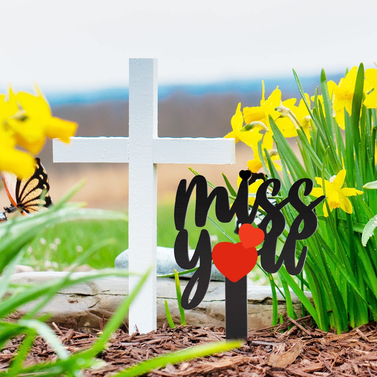 Large Cemetery Decorations Metal Grave Markers for Memorial Remembrance