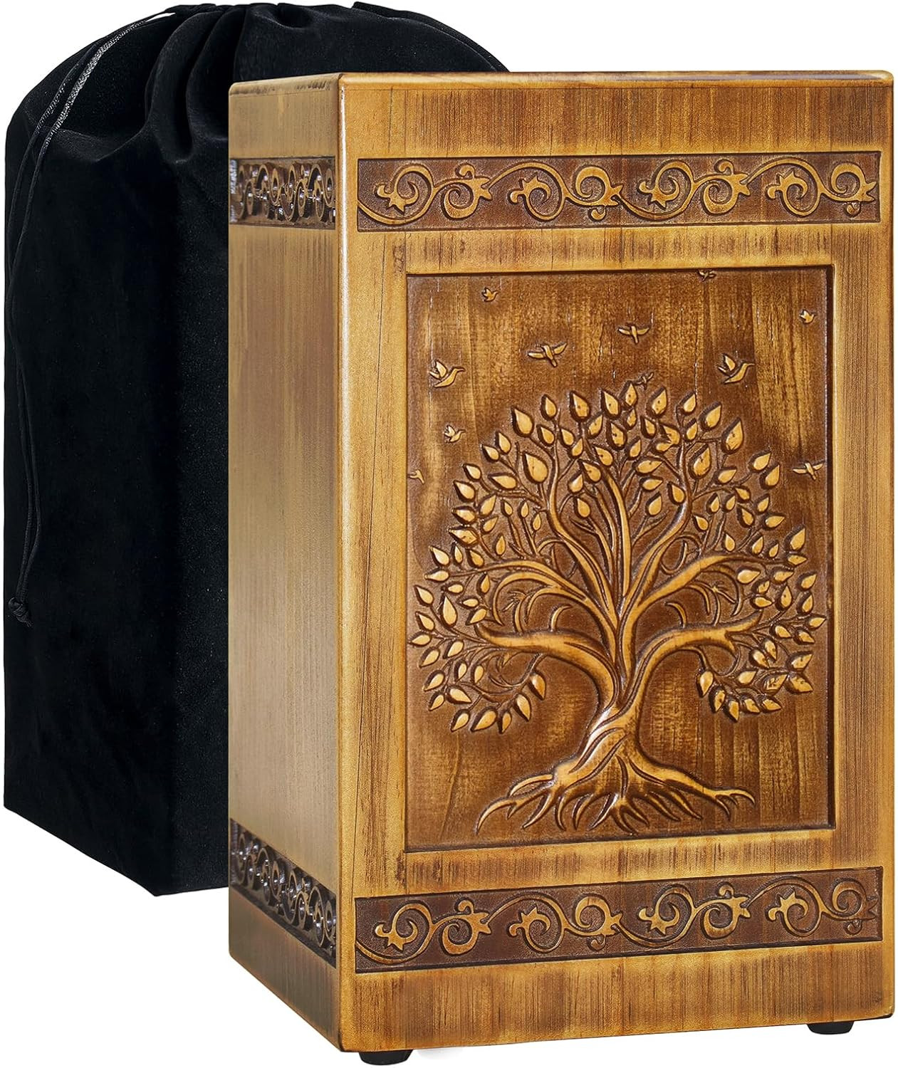 Wood Urn for Ashes for Women Tree of Life Carving Cremation Urns for Human Ashes