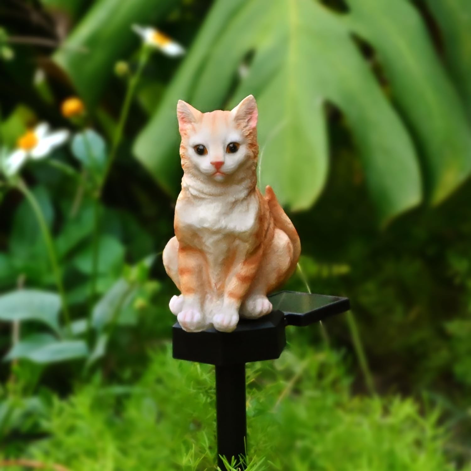 Solar Cat Light Ornament for Garden Decor Waterproof Lawn Stake Statue