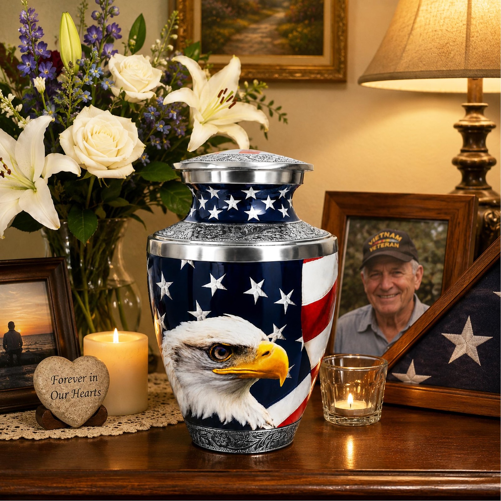 Adult Cremation Urn Large Patriotic Eagle Memorial Keepsake Human Ashes