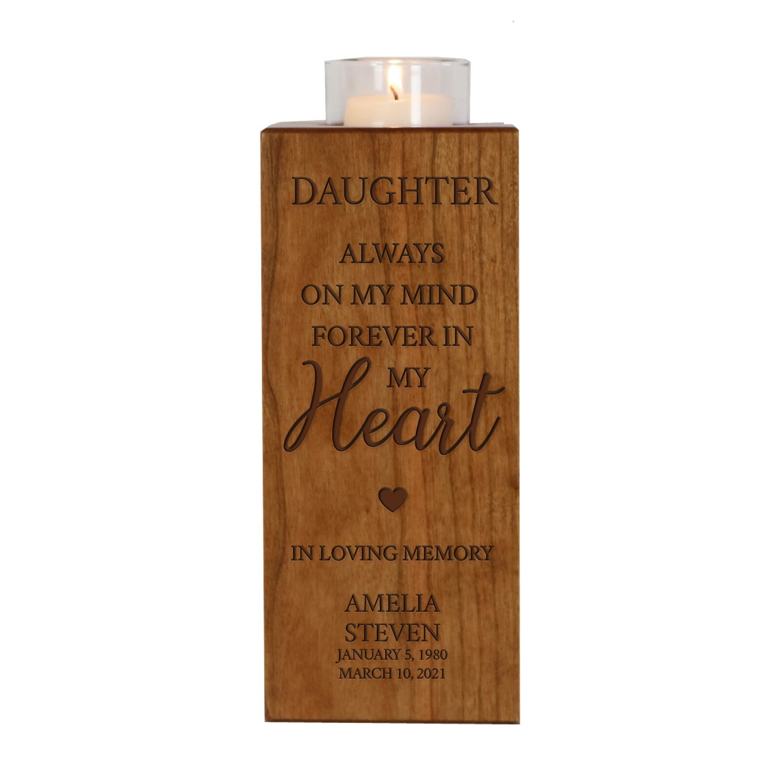 Custom Urn for Human Ashes & Candle Holder 4×4 Holds 70 cu in -My Mind(Daughter)