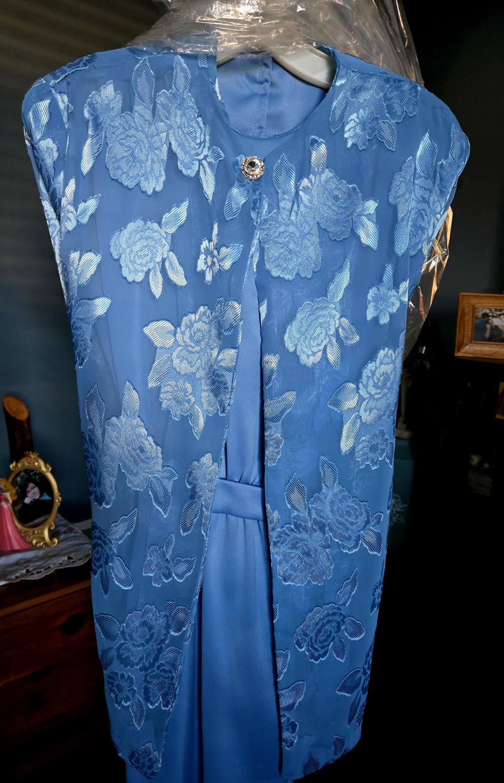 Vintage Lewis Dry Goods Burial Mortuary Gown NWT Blue From Funeral Estate