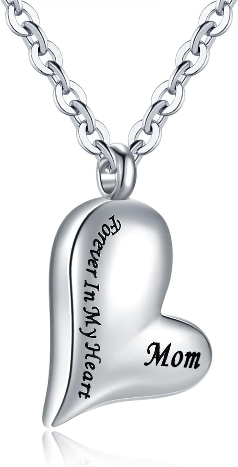 Ashes Holder Memorial Urn Necklaces Pendant Stainless Steel Heart Cremation Keep