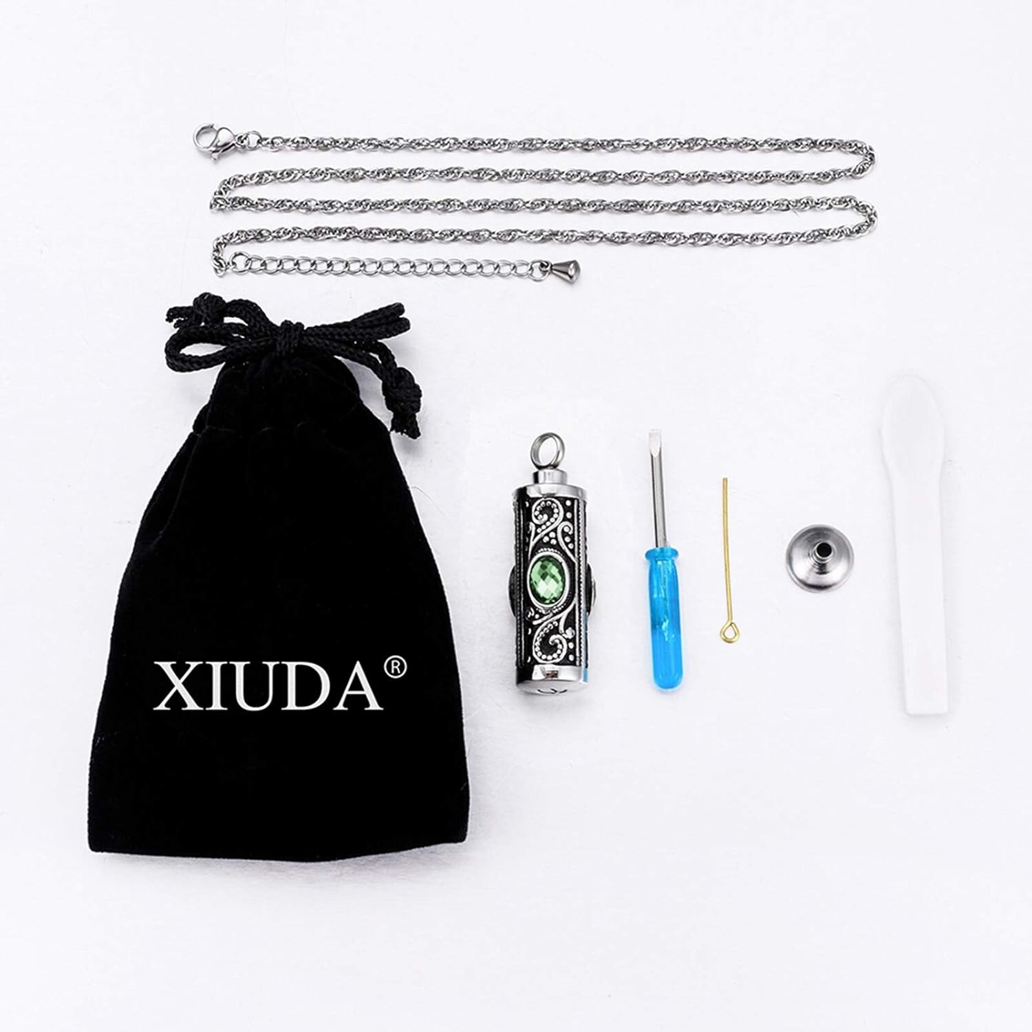 Exquisite Stainless Steel Ashes Keepsake Necklace – Rhinestone Memorial Pendant