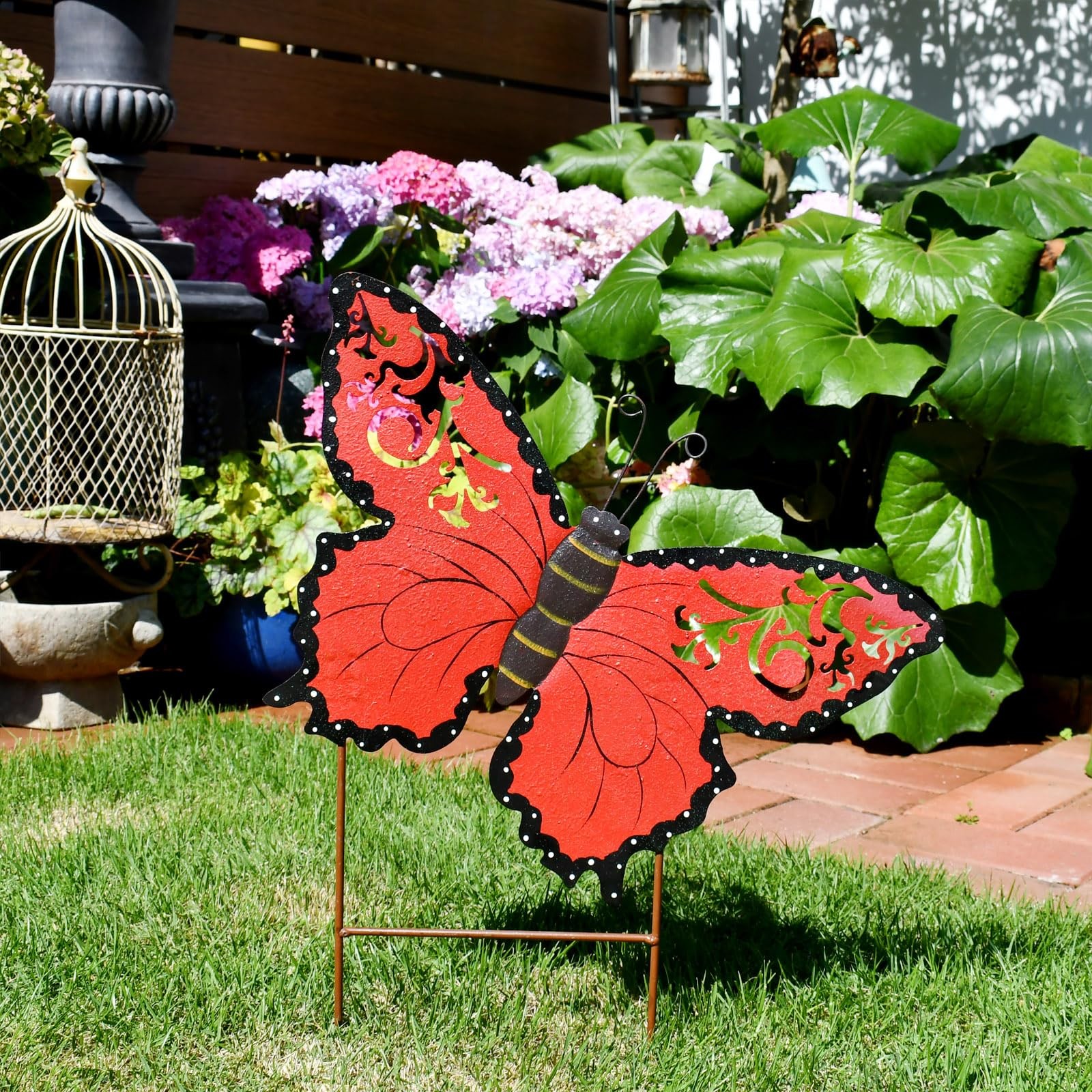 18.5″ H Butterfly Decorative Garden Stake Outdoor Spring Decoration Metal Yar…