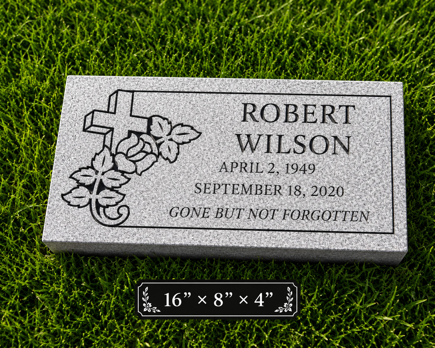 Custom Gray Granite Memorial Headstone Flat Grave Marker Personalized