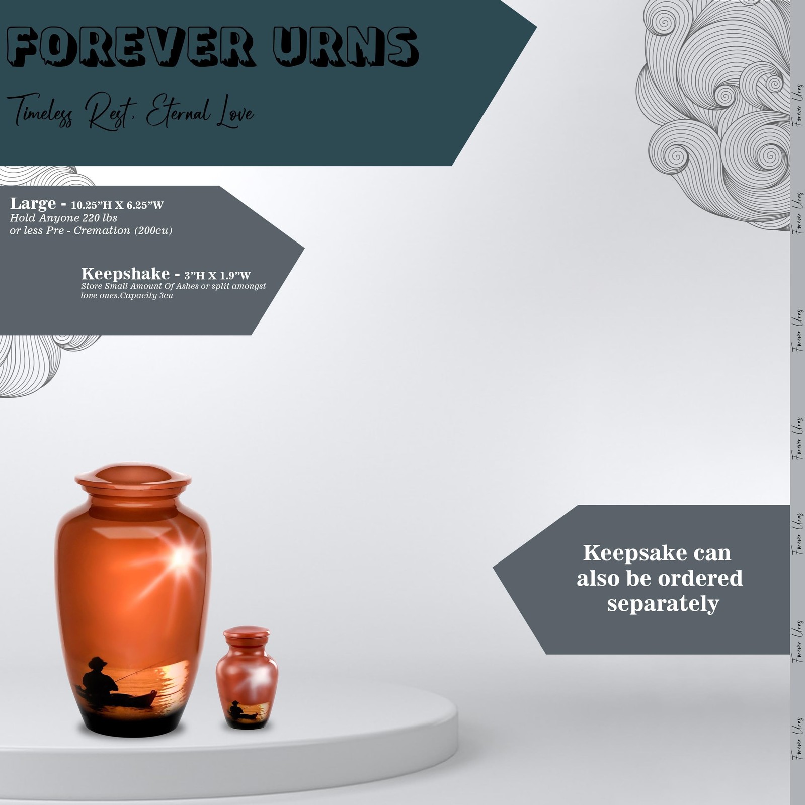 Forever Adult Cremation Urns for Ashes- Adult Classic Fishing Man Pictured Cr…