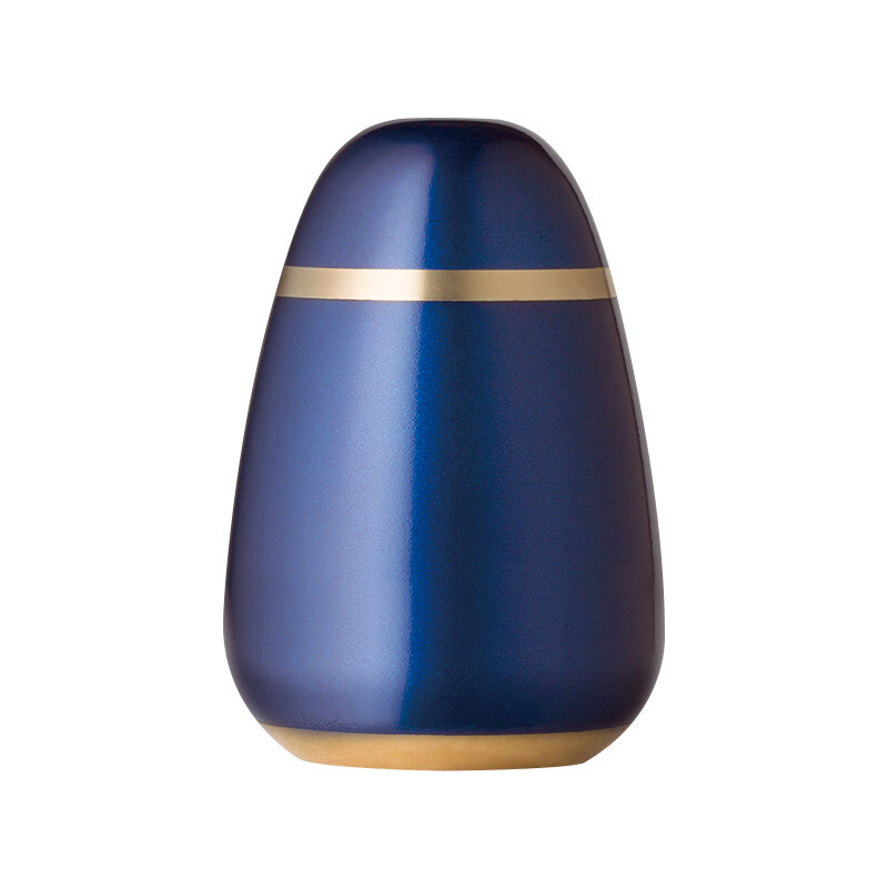 Pallet Egg Navy Blue Small Keepsake Urn for Human Ashes Brass
