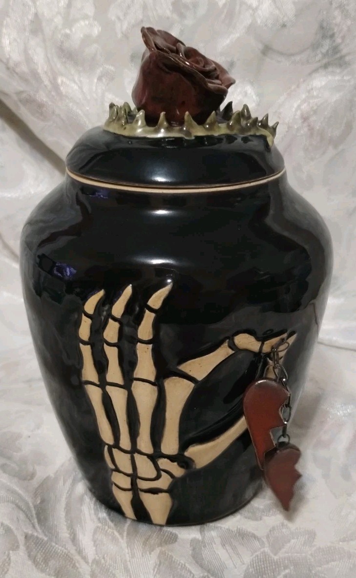 Ceramic Handmade Vase / Urn With Lid / Gothic / Macabre / See Description