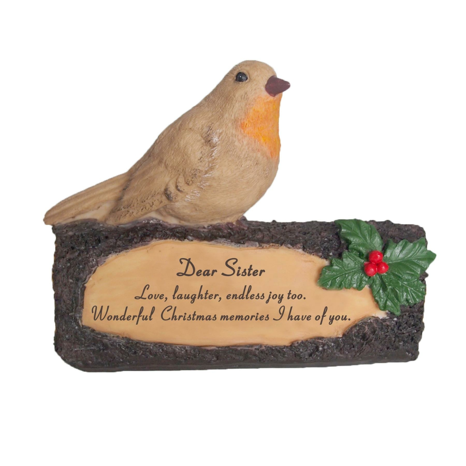 Robin / Log Christmas Memorial Decoration Ornament 17cm – Dear Sister