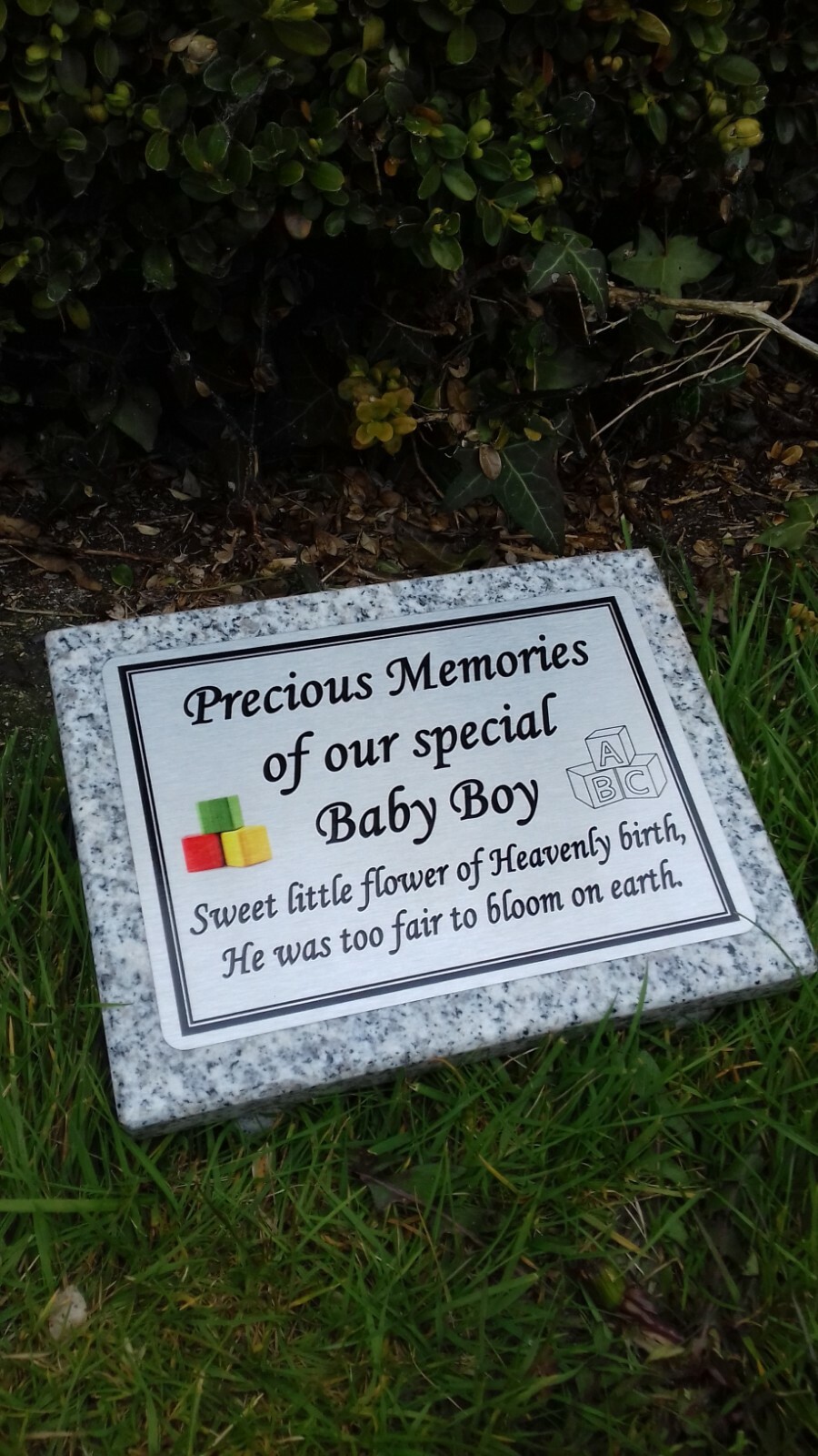 Personalised Grey Granite Baby Memorial Grave Plaque Stone Memorial Marker