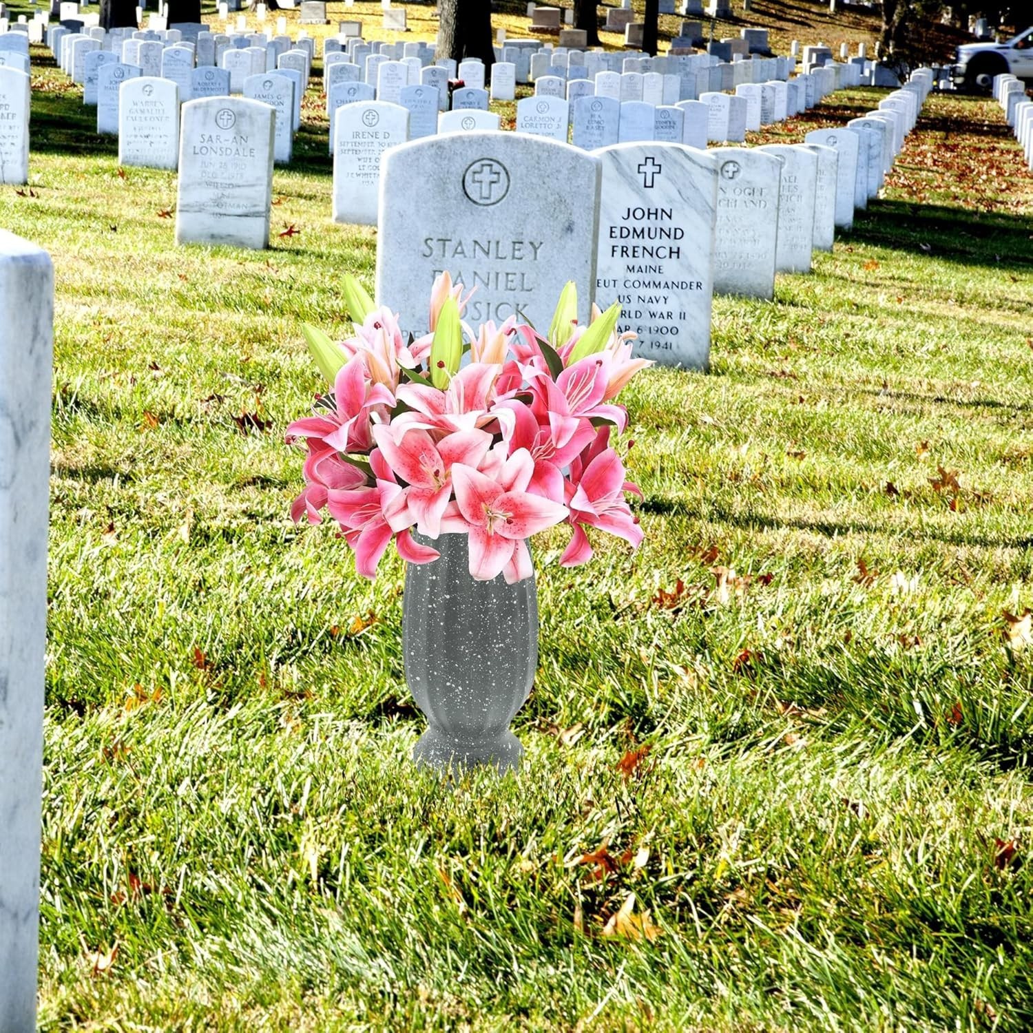Cemetery vase for Grave Decorations,Flower Holders for Cemetery vases with Me…